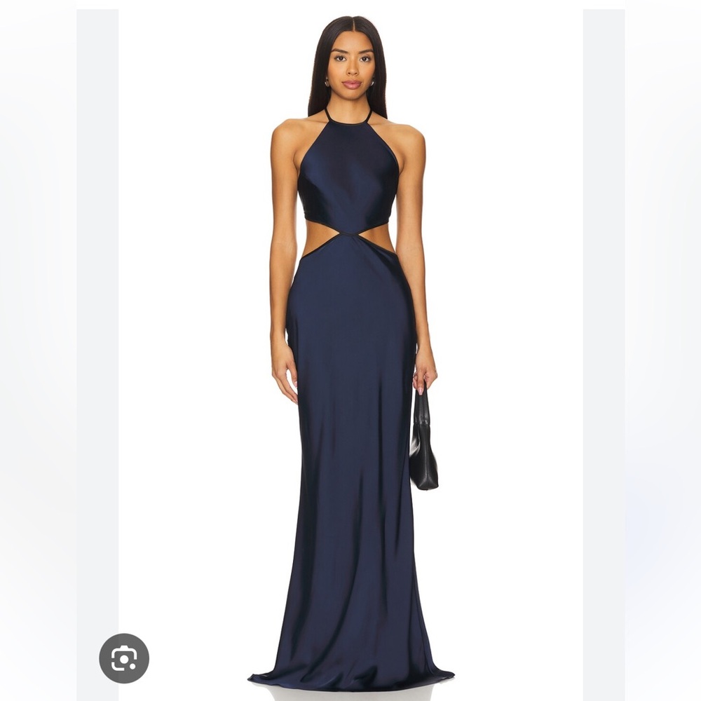 MISHA Edem Midi Dress In Indigo Blue & Black